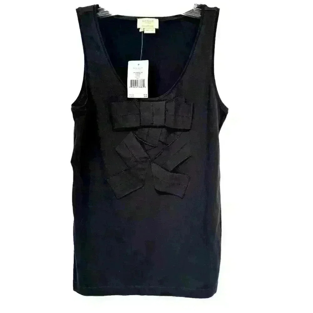 NWT KATE SPADE BLACK CASCADING BOW TANK TOP SIZE S